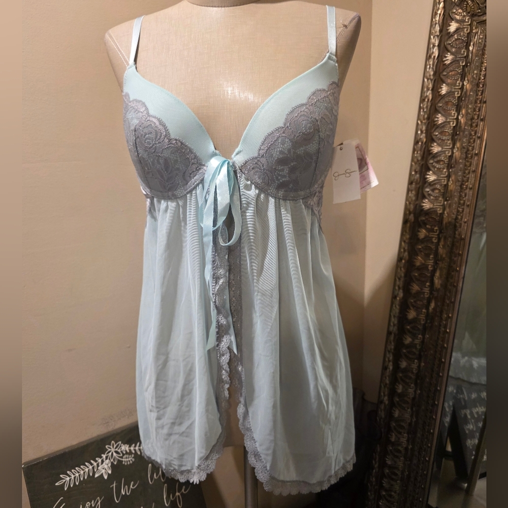 Jessica Simpson Lace Trim Babydoll Lingerie.  Sz. LG.  NWT.